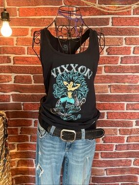 🦺 Vixxon Tank Top - Mermaid Graphic Print — Black/Turquoise — Sz XL / N